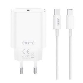   XO CE32 hálózati töltő Type-C aljzat (20W, PD gyorstöltő 3.0 + Type-C kábel) FEHÉR