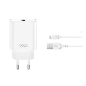   XO CE33 hálózati töltő USB aljzat (18W, gyorstöltő 3.0 + lightning kábel) FEHÉR