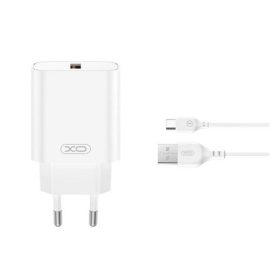   XO CE33 hálózati töltő USB aljzat (18W, gyorstöltő 3.0 + Type-C kábel) FEHÉR