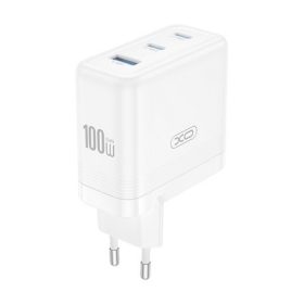   XO CE35 hálózati töltő USB+2 Type-C aljzat (100W, PD gyorstöltő 3.0) FEHÉR