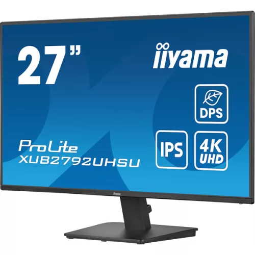 IIYAMA ProLite monitor, IPS, 27", 3840x2160, 16:9, 350 cd/m˛, 4ms, 1300:1, HDMI/DisplayPort