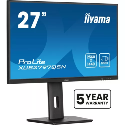 iiyama Prolite IPS monitor, 27", 2560 x 1440, 16:9, 300cd, 1ms, 1300:1, HDMI/DPx2/USB-Cx2/USBx4/RJ45, XUB2797QSN-B2