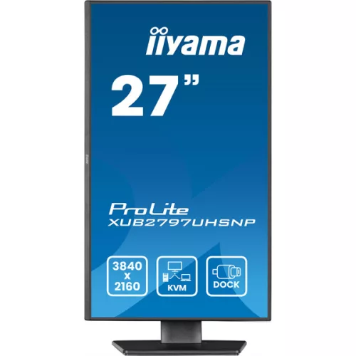 IIYAMA ProLite monitor, IPS, 27", 3840x2160, 16:9, 350 cd/m˛, 4ms, 1300:1, HDMI/DisplayPort/USB-C/RJ45/4xUSB