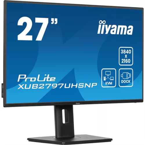 IIYAMA ProLite monitor, IPS, 27", 3840x2160, 16:9, 350 cd/m˛, 4ms, 1300:1, HDMI/DisplayPort/USB-C/RJ45/4xUSB