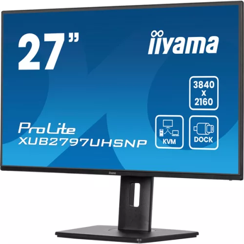 IIYAMA ProLite monitor, IPS, 27", 3840x2160, 16:9, 350 cd/m˛, 4ms, 1300:1, HDMI/DisplayPort/USB-C/RJ45/4xUSB