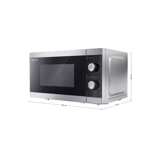 SHARP YC-MG01ES grilles mikrohullámú sütő, 20L, mikro: 800W, grill: 1000W, teljesítményfokozatok: 5, kiolvasztó funkció