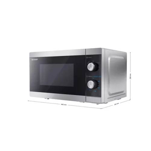 SHARP YC-MS01ES mikrohullámú sütő, 20 L, 800W, mechanikus, teljesítményfokozatok: 5, kiolvasztó funkció