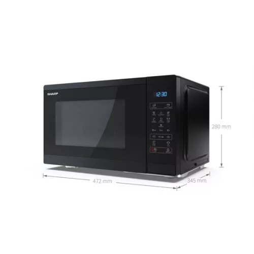 SHARP YC-MS252AE-B 25L, digitális mikrohullámú sütő, 900W, teljesítményfokozatok: 11, Eco funkció, Fekete
