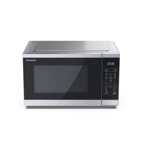 SHARP YC-MS252AE-S 25L, digitális mikrohullámú sütő, 900W, teljesítményfokozatok: 11, Eco funkció, Ezüst/Fekete