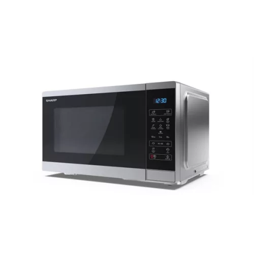 SHARP YC-MS252AE-S 25L, digitális mikrohullámú sütő, 900W, teljesítményfokozatok: 11, Eco funkció, Ezüst/Fekete