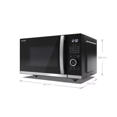 SHARP YC-QG234AEB 23L, forgótányér nélküli, grilles mikrohullámú sütő, mikor: 900W, grill: 1000W, kiolvasztó funkció