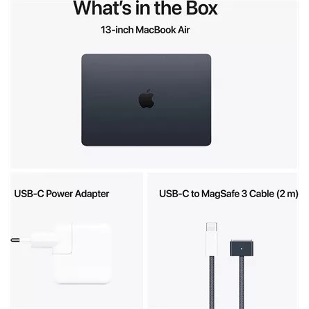 Apple MBA 15.3: MIDNIGHT/M4 10C CPU/10C GPU/32GB/512GB-70W USB-C Adapter-MAG