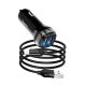 HOCO Z40 autós töltő 2 USB aljzat 12W, LED jelzés + lightning kábel, FEKETE