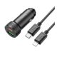 HOCO LEVEL autós töltő USB+Type-C aljzat 38W, PD gyorstöltő 3.0 + lightning kábel, FEKETE
