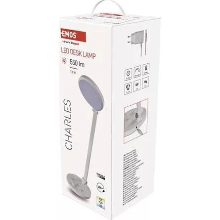 Emos Z7628W Charles fehér LED asztali lámpa