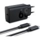 LENOVO hálózati töltő Type-C aljzat (68W, PD gyorstöltő + Type-C kábel) FEKETE (Gigapack csomagolás)