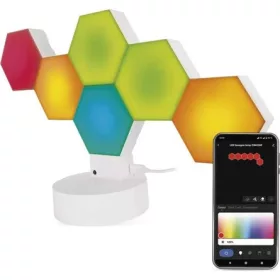   Emos GoSmart Hexagon fehér, 6 részből álló, RGBIC dimmelhető, WiFi LED asztali lámpa