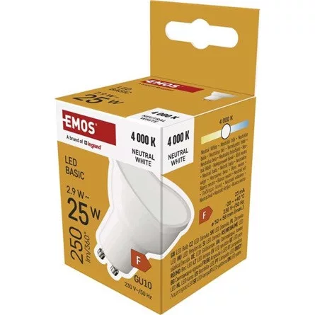 Emos ZL8F03 GU10/2,9 W (25 W)/250 lm/természetes fehér LED izzó