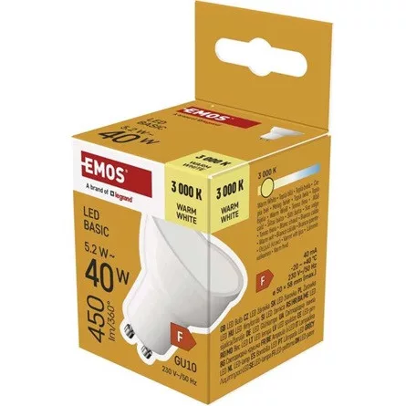 Emos ZL8F22 GU10/5,2 W (40 W)/450 lm/meleg fehér LED izzó