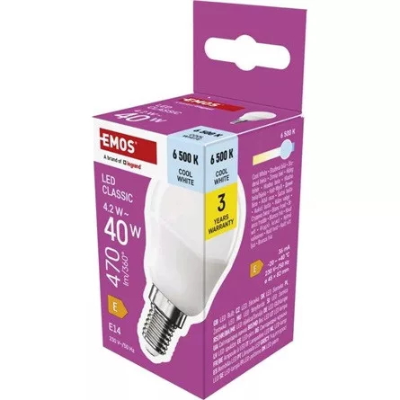 Emos ZQ1E24 E14/4,2 W (40 W)/470 lm/hideg fehér classic mini globe LED izzó
