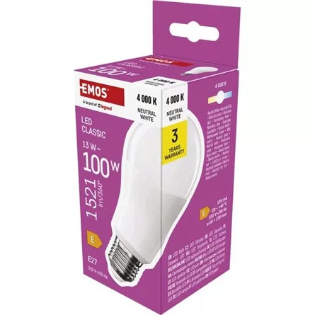 Emos ZQ5E63 A60 E27/13 W (100 W)/1521 lm/természetes fehér classic LED izzó