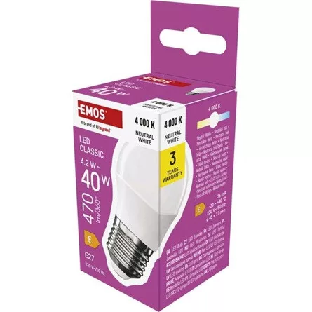 Emos ZQ6E23 E27/4,2 W (40 W)/470 lm/természetes fehér classic mini globe LED izzó