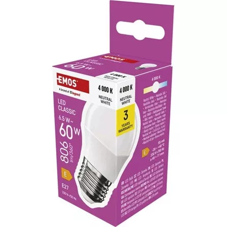 Emos ZQ6E43 Classic Mini Globe E27/6,5 W(60 W)/806 lm /természetes fehér LED izzó