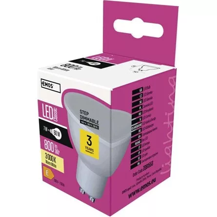 Emos ZQ8155S GU10/7W (60W)/800 lm/meleg fehér/dimmelhető Classic MR16 LED izzó