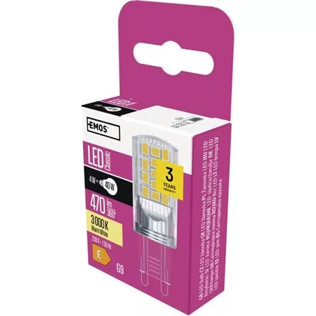 Emos ZQ9544 4W (40W)/470 lm/meleg fehér Classic JC /G9 LED izzó